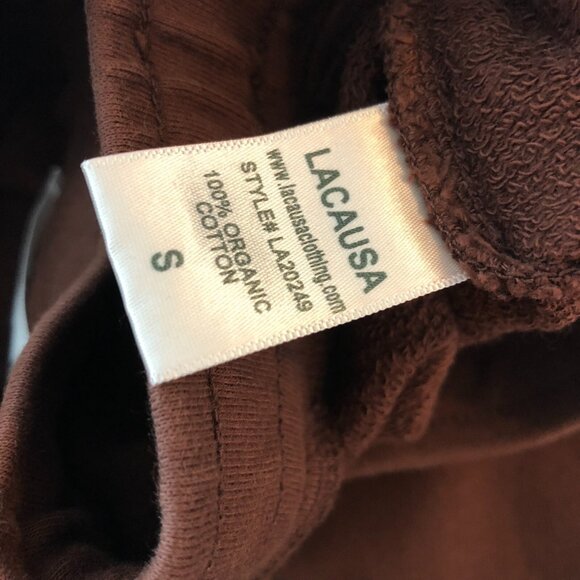 Lacausa Gia Sweats Pants Slight Flare Lightweight Terry Drawstring Brown S - Picture 6 of 6
